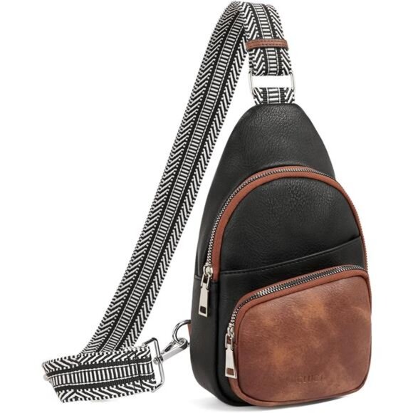 Small Sling Bag for Women A-5 Black With Brown